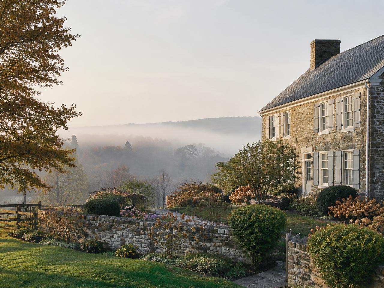 Country residence in a valley setting